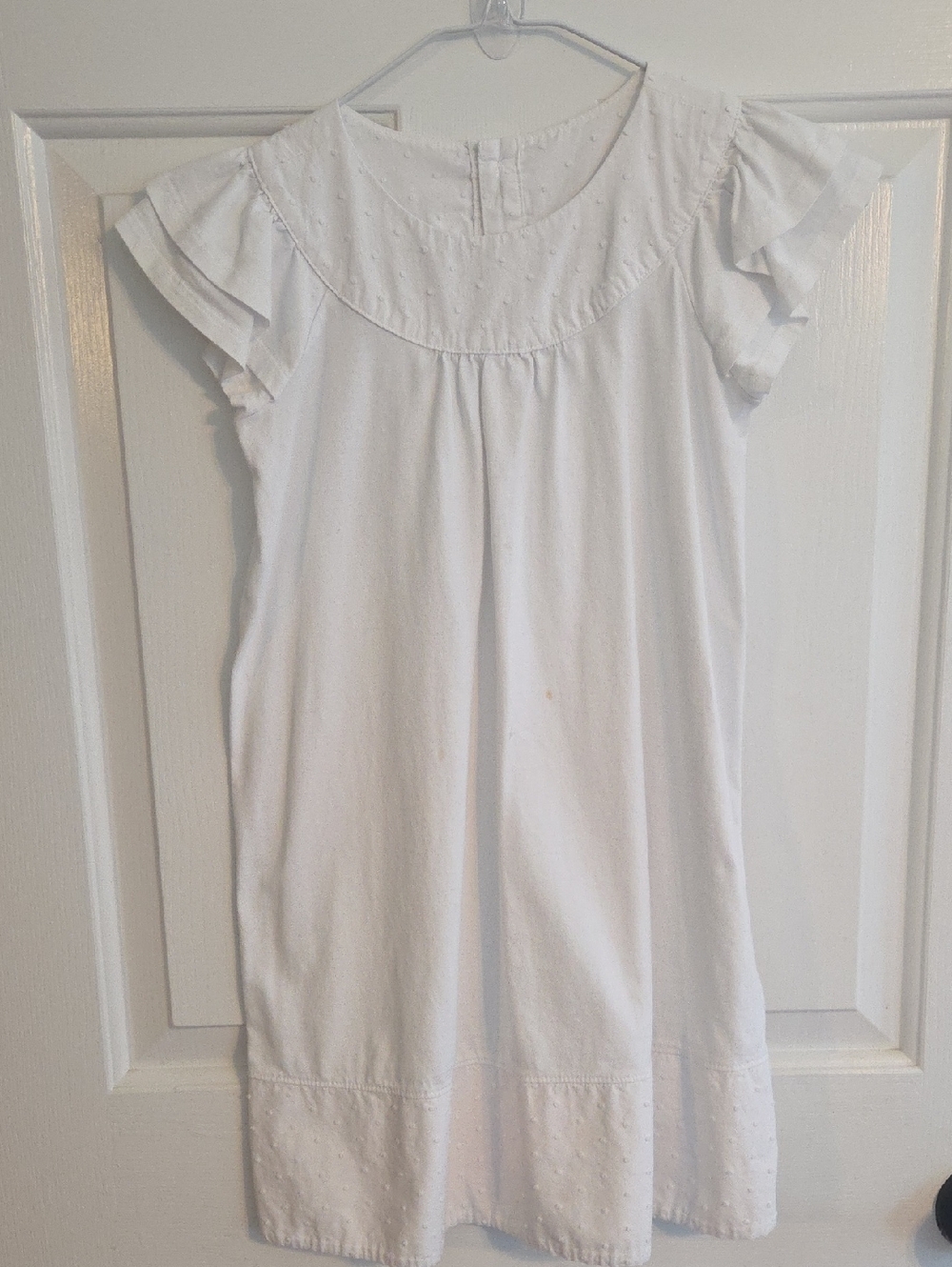 Hanna Andersson White Dress with Dots And Ruffle Sleevea Sz 7/8 (130)